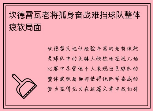 坎德雷瓦老将孤身奋战难挡球队整体疲软局面